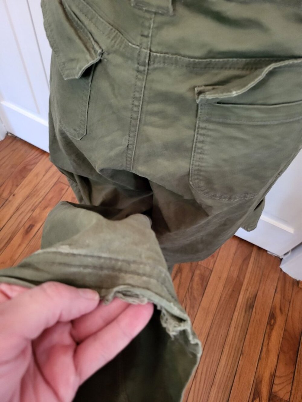 BBJ Olive Green Wide Leg Cargo Pants Pocket 11/30 Grunge Military Y2K Streetwear - Picture 4 of 7